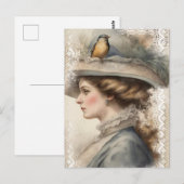 Vintage Vrouw Briefkaart (Voorkant / Achterkant)