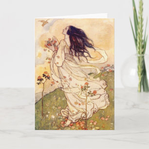 Vintage - Vrouw en vogel, Kaart