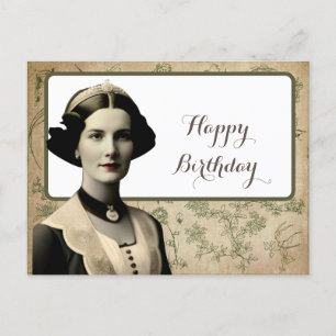 Vintage Vrouw Gelukkige Verjaardag Briefkaart
