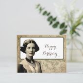 Vintage Vrouw Gelukkige Verjaardag Briefkaart (Staand voorkant)