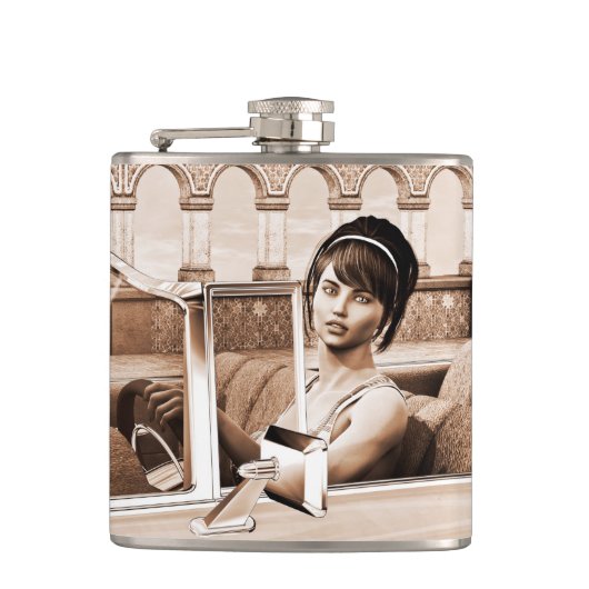 Vintage Vrouw Heupfles (Voorkant)