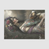 Vintage Vrouw Hond Portret Decoupage Tissuepapier (Voorkant)