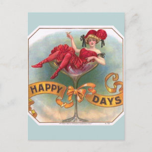Vintage vrouw in champagneglas poster: 1900s Bar Briefkaart