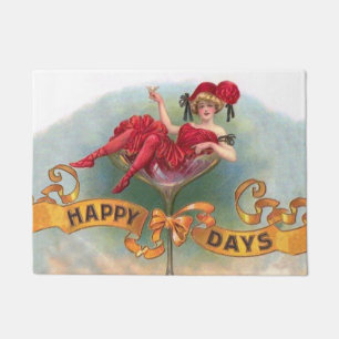 Vintage vrouw in champagneglas poster: 1900s Bar Deurmat
