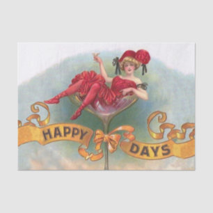 Vintage vrouw in champagneglas poster: 1900s Bar Tissuepapier