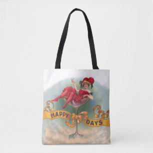 Vintage vrouw in champagneglas poster: 1900s Bar Tote Bag