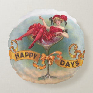 Vintage vrouw in champagneglas poster: Bar uit de Rond Kussen
