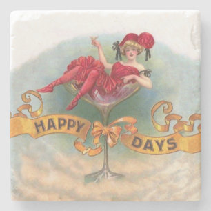 Vintage vrouw in champagneglas poster: Bar uit de Stenen Onderzetter