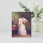 Vintage - Vrouw in de tuin Briefkaart (Staand voorkant)