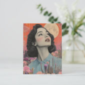 Vintage vrouw in de woestijn briefkaart (Staand voorkant)