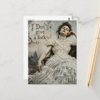 Vintage vrouw in een vork jurk grappige quote briefkaart