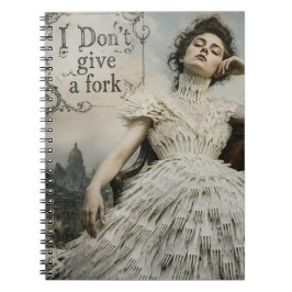 Vintage vrouw in een vork jurk grappige quote notitieboek
