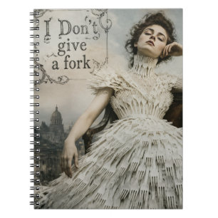 Vintage vrouw in een vork jurk grappige quote notitieboek