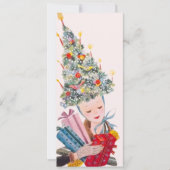 Vintage vrouw in kerstboomhoed kerstkaart kaart (Voorkant)