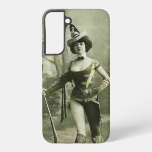 Vintage vrouw in kostuum samsung galaxy hoesje