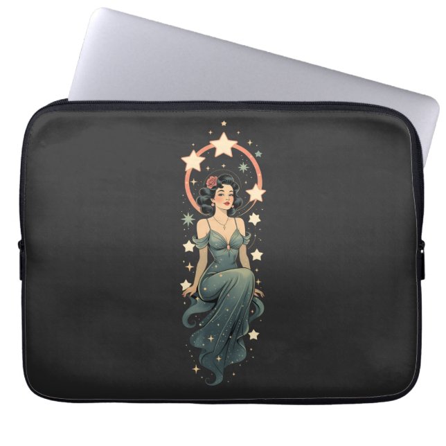 VINTAGE VROUW LAPTOP SLEEVE (Voorkant)