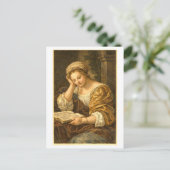 Vintage vrouw lezend briefkaart (Staand voorkant)