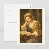 Vintage vrouw lezend briefkaart (Voorkant / Achterkant)