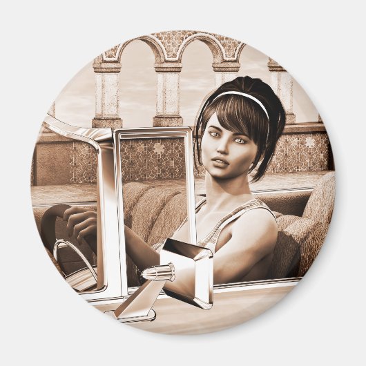 Vintage Vrouw Magneet (Voorkant)