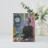 Vintage Vrouw Met Vis Mixed Media Collage Briefkaart (Staand voorkant)