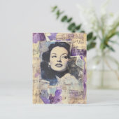 Vintage Vrouw Mixed Media Collage Briefkaart (Staand voorkant)