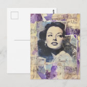Vintage Vrouw Mixed Media Collage Briefkaart (Voorkant / Achterkant)