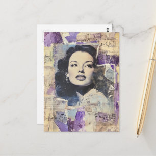 Vintage Vrouw Mixed Media Collage Briefkaart
