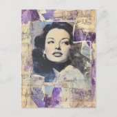 Vintage Vrouw Mixed Media Collage Briefkaart (Voorkant)