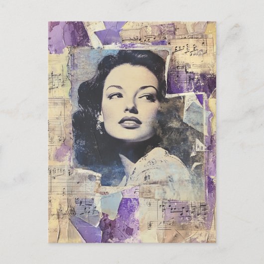 Vintage Vrouw Mixed Media Collage Briefkaart (Voorkant)