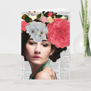 Vintage Vrouw Papier Collage   Grappige Vriendscha Kaart