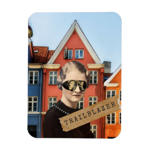 Vintage Vrouw Pionier Kitsch Veranderde Kunst Magneet