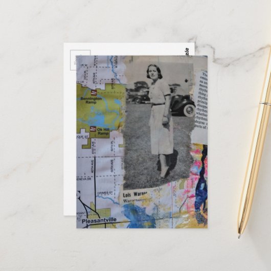 Vintage Vrouw Pleasantville Collage Briefkaart (Voorkant / Achterkant in situ)