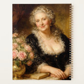 Vintage vrouw poserend met boeket rozen planner (Achterkant)