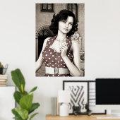Vintage Vrouw Poster (Thuiskantoor)