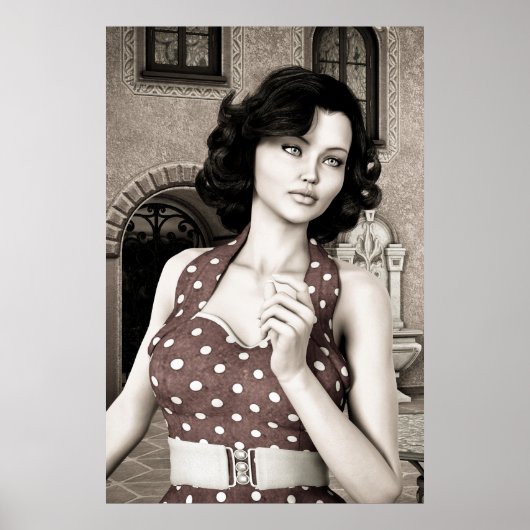 Vintage Vrouw Poster (Voorkant)