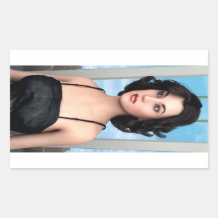 Vintage Vrouw Rechthoekige Sticker