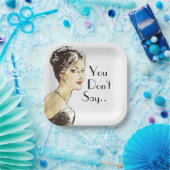 Vintage vrouw retro illustratie sarcasme citaat  papieren bordje