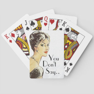 Vintage vrouw retro illustratie sarcasme citaat  pokerkaarten