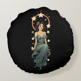 VINTAGE VROUW ROND KUSSEN