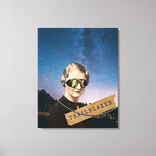 Vintage Vrouw Trailblazer Nachtelijke Hemel Pop Ar Canvas Afdruk