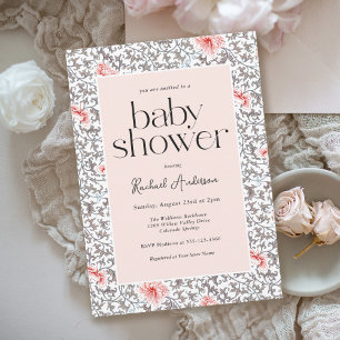 Vintage Vrouwelijke Bloemen Meisje Baby Shower Kaart