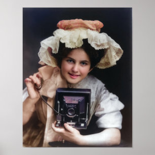 Vintage vrouwelijke fotograaf poster