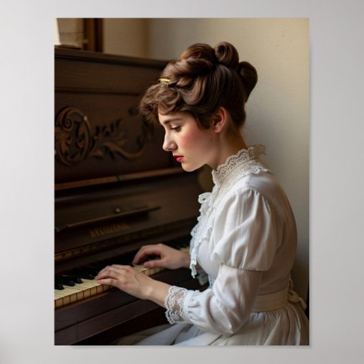 Vintage vrouwelijke pianist poster (Voorkant)