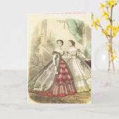 Vintage Vrouwen 1860s Kaart (Gele Bloem)