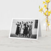 Vintage - vrouwen die wijn Drink, Kaart (Gele Bloem)