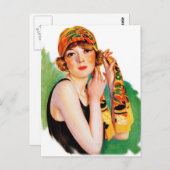 Vintage vrouwen in de kinderschoenen briefkaart (Voorkant / Achterkant)