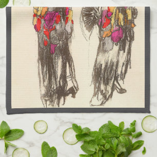 Vintage vrouwen van mode met lentejurken theedoek