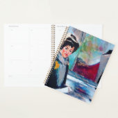 Vintage Vrouwenportret met Abstracte Achtergrond Planner (Display)