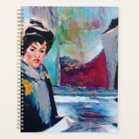 Vintage Vrouwenportret met Abstracte Achtergrond Planner (Voorkant)
