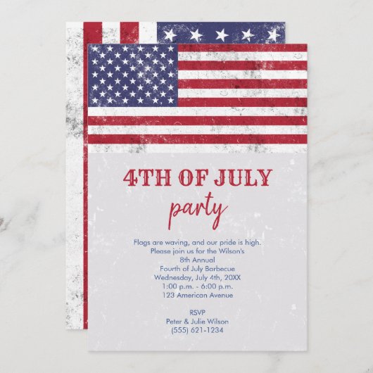 Vintage VS-vlag Patriottische Amerikaanse 4 juli-f Kaart (Voorkant / Achterkant)